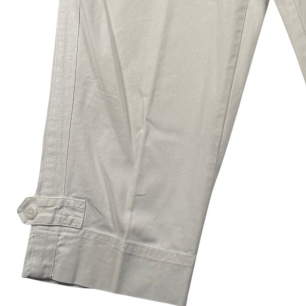 Talbots 10P Cropped Pants Stretch Cotton Button Tab Hem Coastal Y2K 90s Retro - Picture 3 of 7